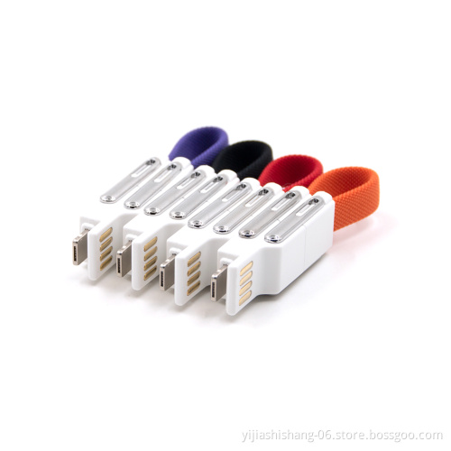 Mini Magnet Keychain OTG Charging Usb Cable Fast Charging 4in1 Type C Micro Fabric Braided Usb Cable Cellphone Magnetic